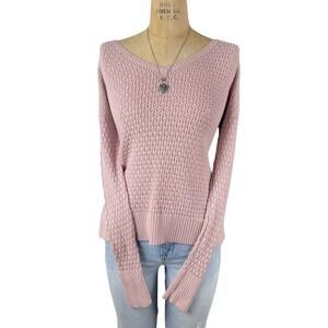 Coquette Waffle Knit Sweater Long Sleeve Preppy Layering Academia Y2K Size M